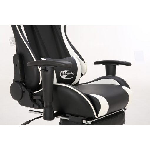 Neo White/Black Recling Racing Gaming Office Chair with Foot Rest