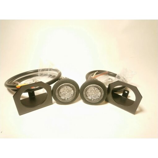 StrobeMax 2 x Button Blast Flush Mount Hide Away Covert LED Lights 12/24V R65 - Amber